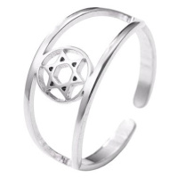 STYLE4 Prsten s nastavitelnou velikostí - židovská hvězda, stříbrná ocel