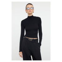 Trendyol Black High Collar Crop/Short Slim/Fitting Knitted Blouse