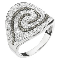 Evolution Group Stříbrný prsten s krystaly Swarovski bílo-šedý 35052.3 bl.diamond