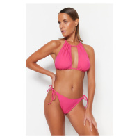 Trendyol Fuchsia Tie-Up Regular Leg Bikini Bottom