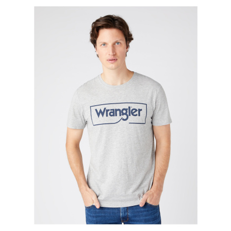 Světle šedé pánské tričko s nápisem Wrangler