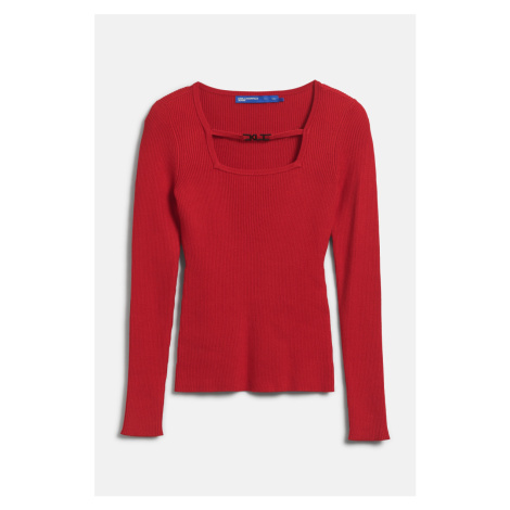 Svetr karl lagerfeld jeans klj lslv logo knitted top pompeian red