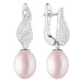 Gaura Pearls Stříbrné náušnice s levandulovou perlou a zirkony, stříbro 925/1000 SK23371EL/L Lev