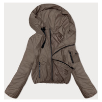 Tmavě béžová krátká dámská bunda s kapucí S'West (B8246-12)