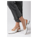 Mio Gusto Renata Women's Shoes in White with Open Back Short Heels.