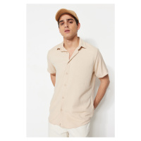 Trendyol Stone Regular Fit Short Sleeve Textured Knitted Shirt