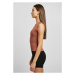 Ladies Rib Knit Asymmetric Top - terracotta