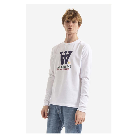 Bavlněné tričko s dlouhým rukávem Wood Wood Mel bílá barva, s potiskem, 10285402.2323-WHITE