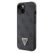 Guess PU 4G Strass Triangle Metal Logo Kryt + Crossbody Popruh iPhone 15 černý