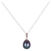 JwL Luxury Pearls Stříbrný náhrdelník s modrou perlou JL0438 (řetízek, přívěsek)cm
