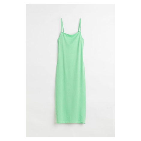 H & M - Open-backed ribbed jersey dress - zelená H&M