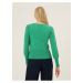 Zelený dámský svetr s texturou, balonovými rukávy a kulatým výstřihem Marks & Spencer