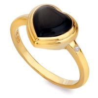 Hot Diamonds Pozlacený prsten s diamantem a onyxem Jac Jossa Soul DR231