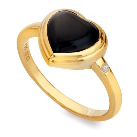 Hot Diamonds Pozlacený prsten s diamantem a onyxem Jac Jossa Soul DR231