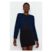 Trendyol Limited Edition Navy Blue Tweed Crop Woven Jacket