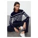 Trendyol Navy Blue Striped Knitwear Sweater