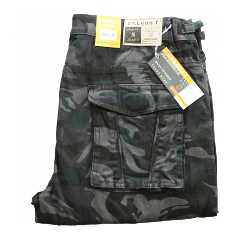 ST. LEONF kalhoty pánské DS18-5 kapsáče nadměrná velikost maskáče