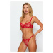 Trendyol Red Embroidered Lace Capless Knitted Underwear Set