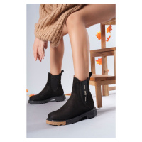 Riccon Black Suede Women Chelsea Boots 0012935