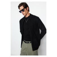 Trendyol Black Slim Fit Knit Detailed Zippered Pocket Knitwear Cardigan