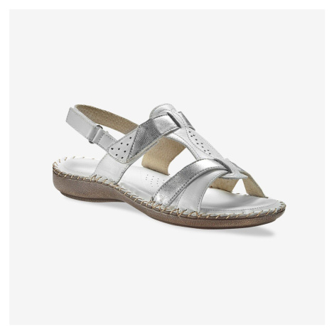 Dvoubarevné kožené sandály, bílé Blancheporte