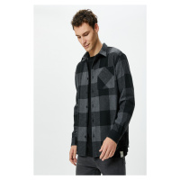 Koton Men's Black Plaid Shirt