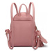 Konofactory Růžový mini kožený batoh s přívěskem „Minimal“ 4L
