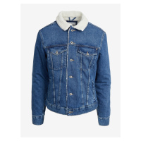 Modrá pánská džínová bunda s umělým kožíškem Pepe Jeans Pinner DLX - Pánské