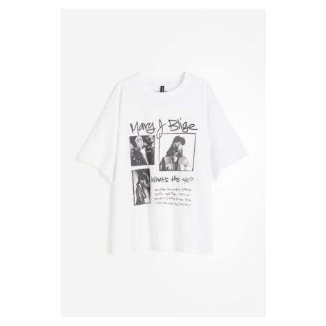 H & M - Oversized tričko's potiskem - bílá H&M