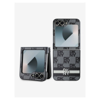 DKNY PU Leather Checkered Pattern and Stripe Zadní Kryt pro Samsung Galaxy Z Flip 6 Black