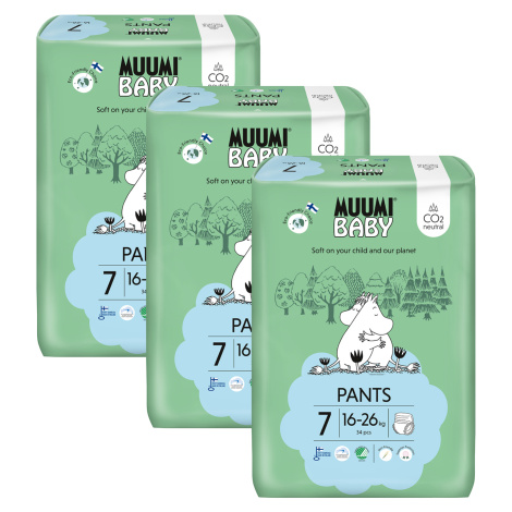 Muumi Baby Pants 7 XL 16-26 kg, měsíční balení kalhotkových eko plen 102 ks