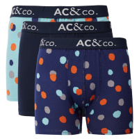 AC&Co / Altınyıldız Classics Men's Navy Blue-Green Patterned Cotton Stretchy 3-Pack Boxer