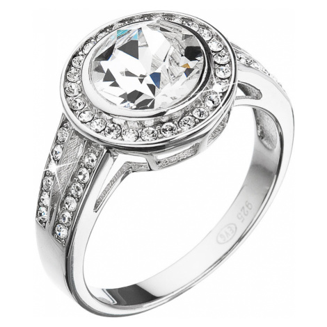 Evolution Group Stříbrný prsten s krystaly Swarovski bílý 35047.1