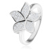 Stříbrný prsten 925, třpytivý zirkonový květ čiré barvy