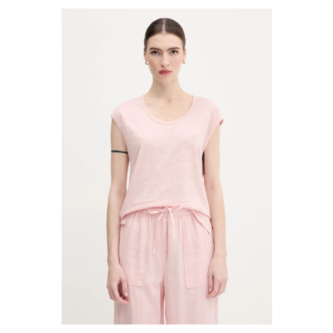 Plátěné tričko United Colors of Benetton dámské, růžová barva, 37UJE16B1