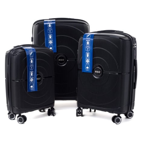 Rogal Černá sada 3 luxusních odolných kufrů "Orbital" - M, L, XL