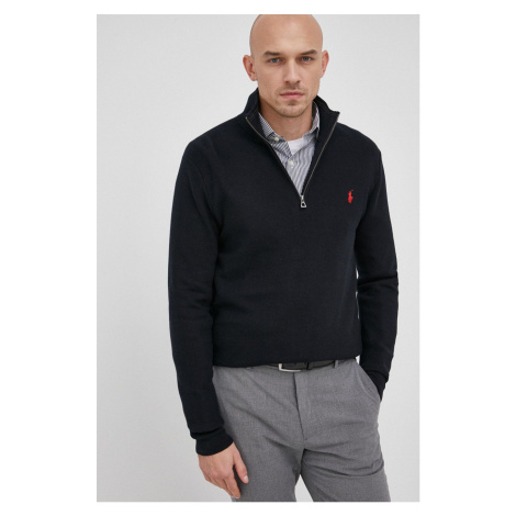 Bavlněný svetr Polo Ralph Lauren pánský, tmavomodrá barva, s pologolfem