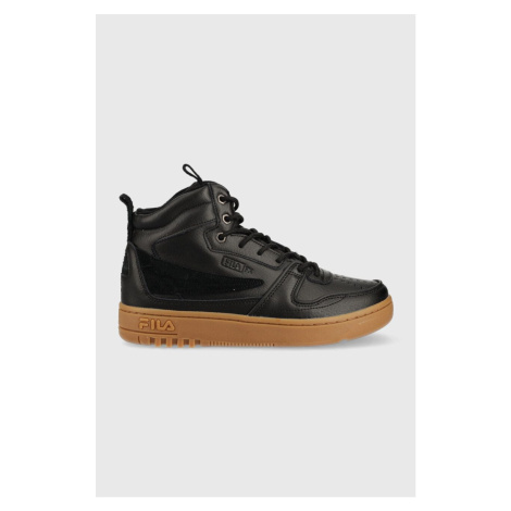 Kožené sneakers boty Fila černá barva