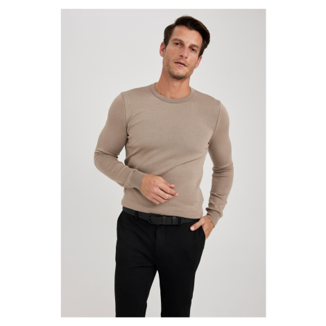 DEFACTO Regular Fit Crew Neck Basic Plain Knitwear Casual Sweater