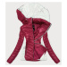 Dvoubarevná červeno/ecru dámská bunda s kapucí (6318)