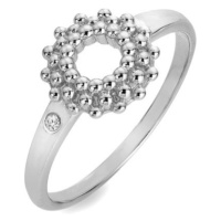 Hot Diamonds Krásný stříbrný prsten s diamantem Blossom DR278 58 mm