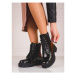 Pk Originální kotníčkové boty dámské černé na plochém podpatku ruznobarevne