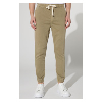 ALTINYILDIZ CLASSICS Men's Khaki Slim Fit Slim Fit Jogger Pants with Side Pockets, Cotton Tie Wa