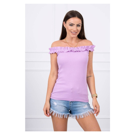 Off-the-shoulder blouse with frills purple Kesi