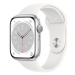 Apple Watch Series 8 45mm Stříbrný hliník s bílým sportovním řemínkem