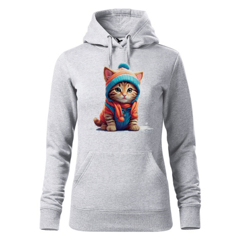Dámská mikina s potiskem koťátka v oblečku - tričko pro milovníky koček BezvaTriko