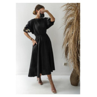 Bavlněné černé šaty MOSQUITO s výšivkou