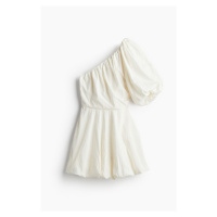 H & M - Šaty's bublinovým dolním lemem a odhaleným ramenem - bílá