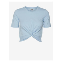Světle modré dámské cropped tričko s uzlem Noisy May Twiggi - Dámské