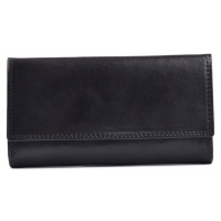 Dámská peněženka kožená na šířku s dokladovou částí vybavená černá, 18 x 2 x 10 (SB00-V901-09KUZ